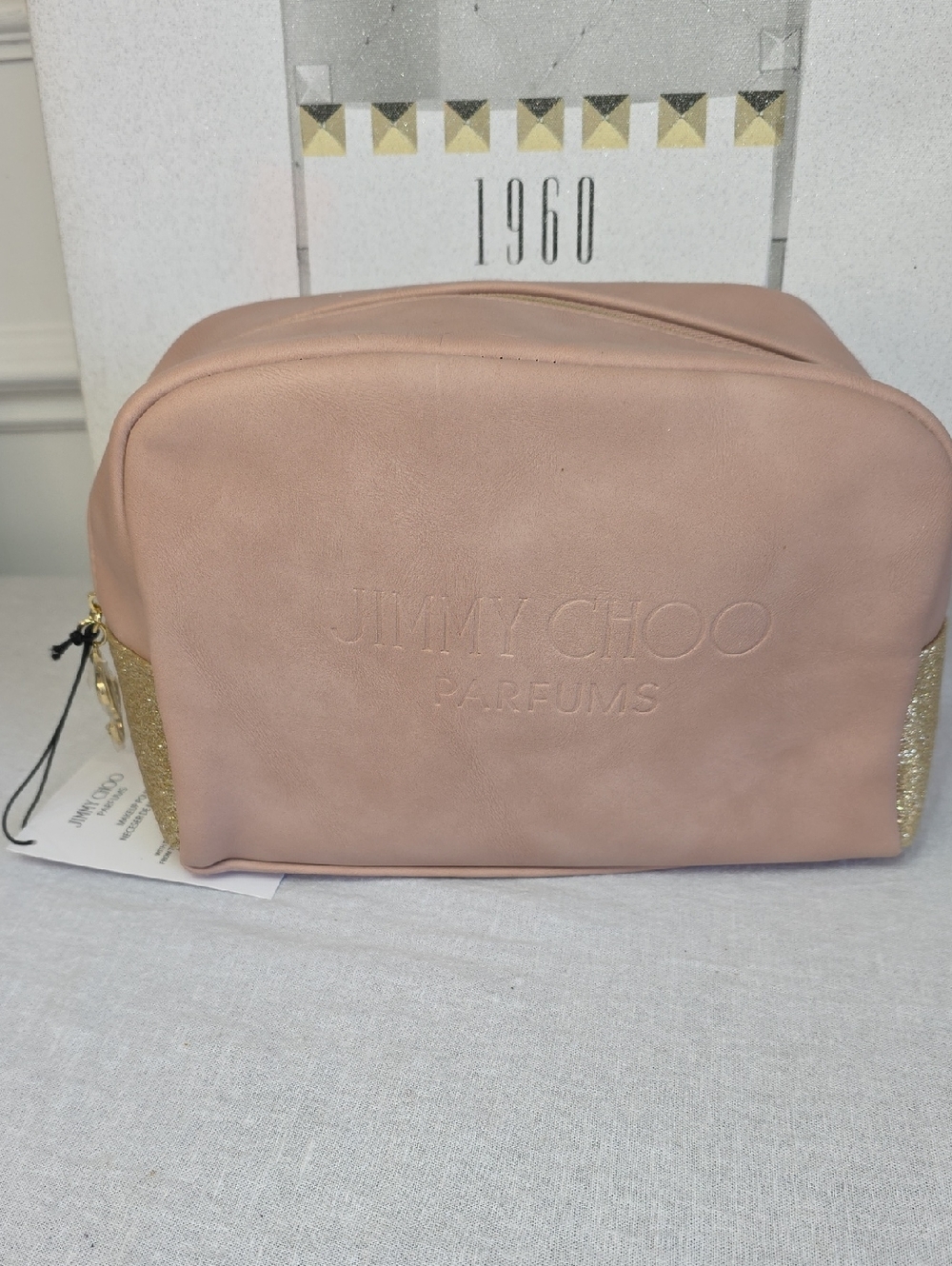 Jimmy Choo Parfums Pink Cosmetic Pouch with Gold Accents